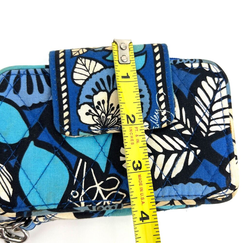 Vera Bradley All In One Wristlet Wallet Blue Floral Pattern Card Holder - Picture 6 of 8